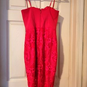 Bright pink Bebe lace bustier dress sz small